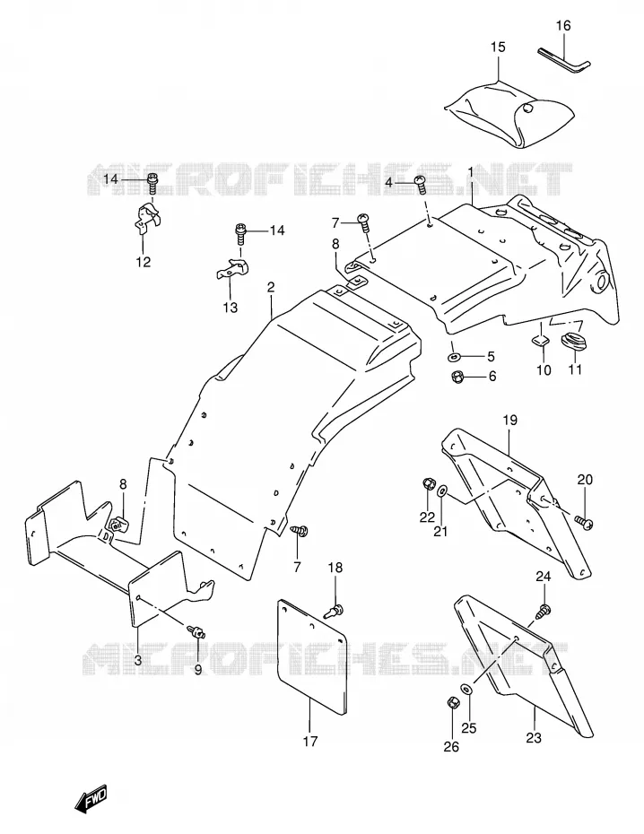 GARDE BOUE ARRIERE (MODELE P/R) Suzuki MOTO 1100 GSX-R 1995  GSX-R1100WS(E2)