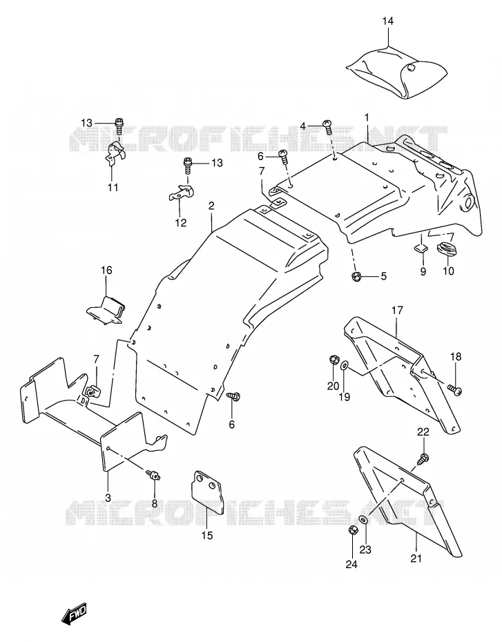 GARDE BOUE ARRIERE (MODELE S) Suzuki MOTO 1100 GSX-R 1995  GSX-R1100WSKS(E2)