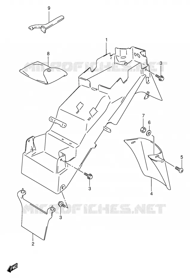 GARDE BOUE ARRIERE (MODELE S) Suzuki MOTO 600 BANDIT 1996  GSF600SUT(E2)