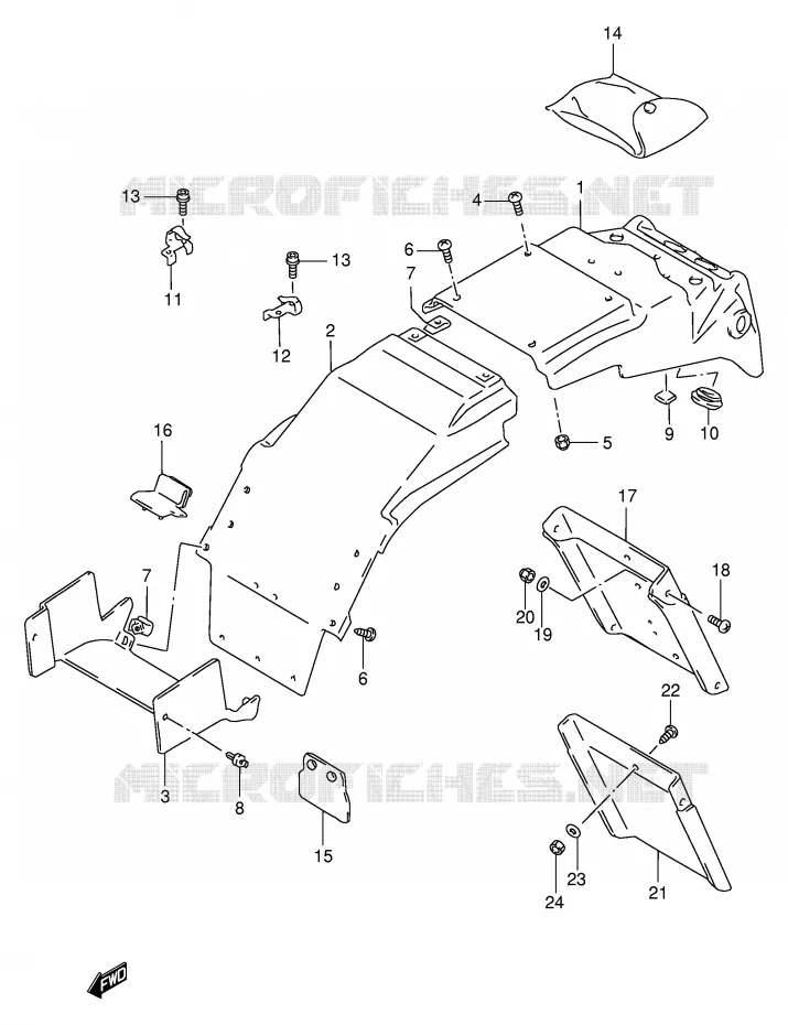 GARDE BOUE ARRIERE (MODELE T/V/W) Suzuki MOTO 1100 GSX-R 1993  GSX-R1100WP(E2)