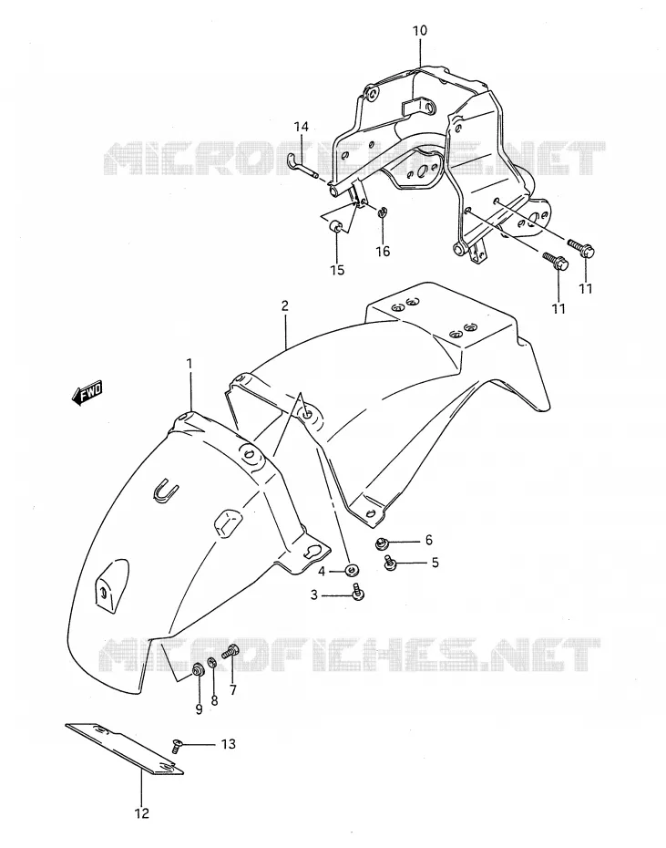 GARDE BOUE ARRIERE Suzuki MOTO 1100 GSX-F 1989  GSX1100FK(E28)