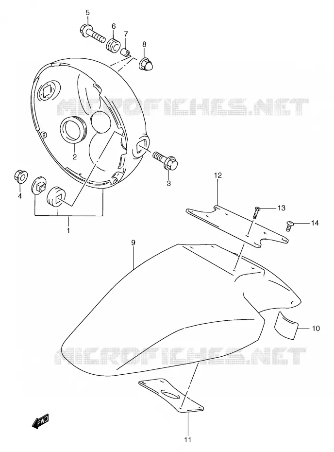 GARDE BOUE AVANT (GSF1200T/V/W/X/Y) Suzuki MOTO 1200 BANDIT 2000  GSF1200SAY(E2)