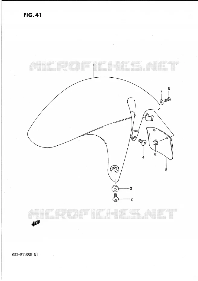 GARDE BOUE AVANT Suzuki MOTO 1100 GSX-R 1992  GSX-R1100N(E1)