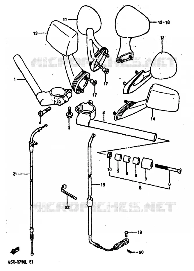 GUIDON (MODELE J/K) Suzuki MOTO 750 GSX-R 1990  GSX-R750L(J/K/L)