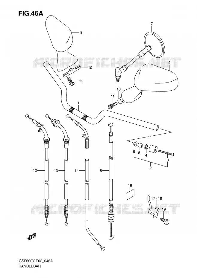 GUIDON (MODELE K2/K3/K4) Suzuki MOTO 600 BANDIT 2003  GSF600K3(E2)