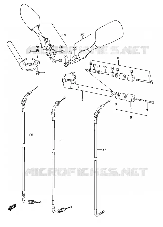 GUIDON (MODELE S/T/V/W) Suzuki MOTO 1100 GSX-R 1995  GSX-R1100WSKS(E28)
