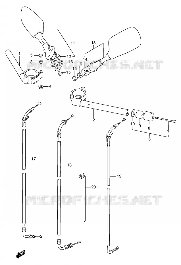 GUIDON (MODELE S/T/V/W) Suzuki MOTO 1100 GSX-R 1997  GSX-R1100WV(E2)