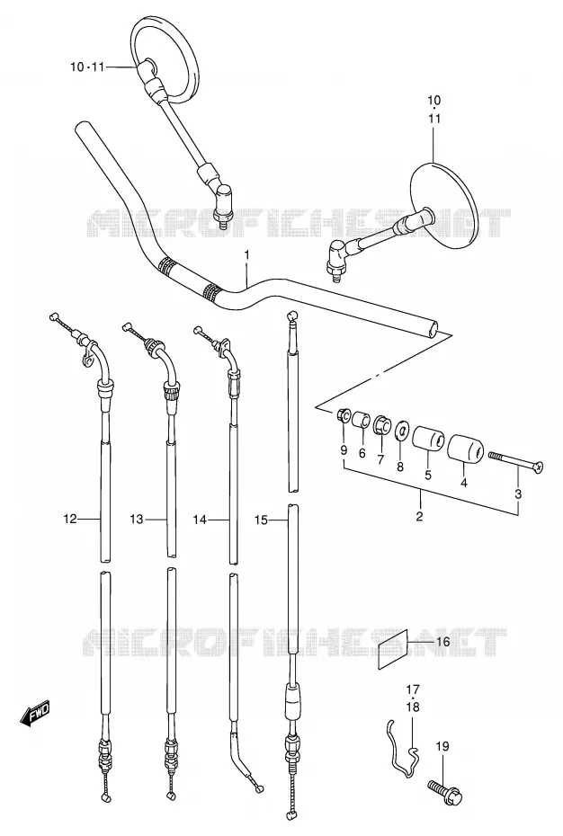 GUIDON (MODELE T/V/W/X) Suzuki MOTO 600 BANDIT 1995  GSF600S/GSF600US