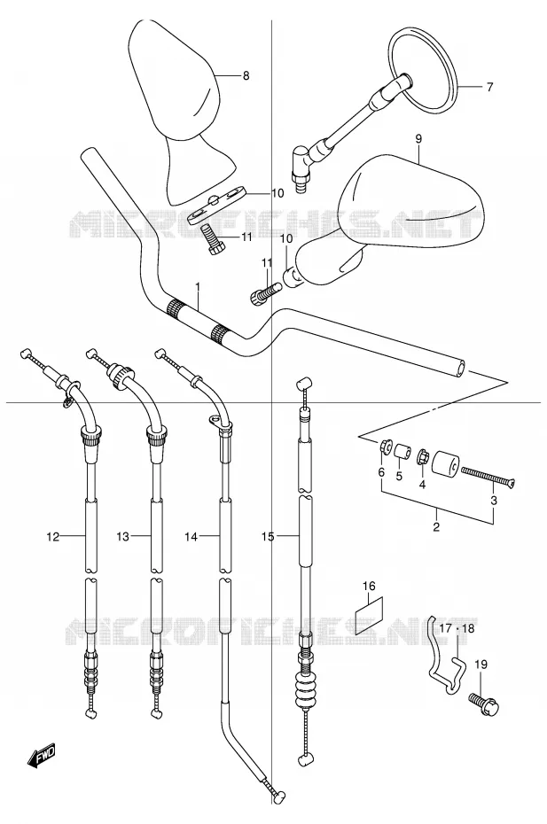 GUIDON (MODELE Y/K1) Suzuki MOTO 600 BANDIT 2001  GSF600SUK1(E2)