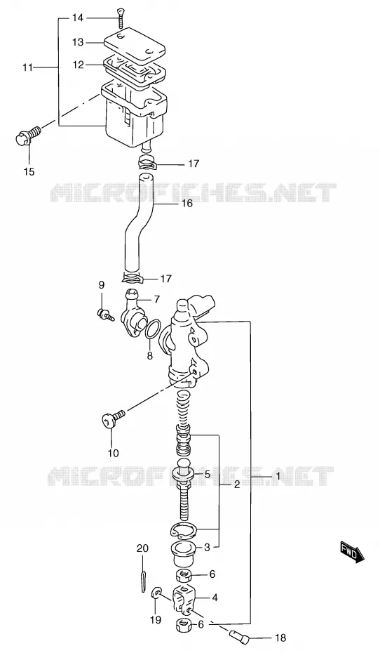 MAITRE CYLINDRE ARRIERE (GSF1200SAV/SAW/SAX/SAY) Suzuki MOTO 1200 BANDIT 1999  GSF1200SAX(E2)
