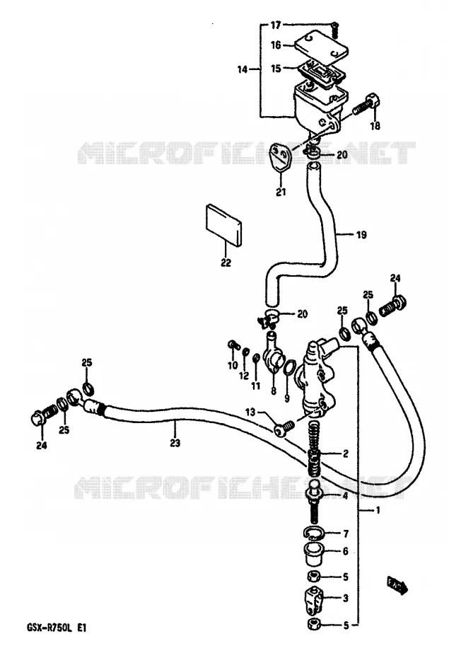 MAITRE CYLINDRE ARRIERE (MODELE J/K) Suzuki MOTO 750 GSX-R 1990  GSX-R750L(J/K/L)