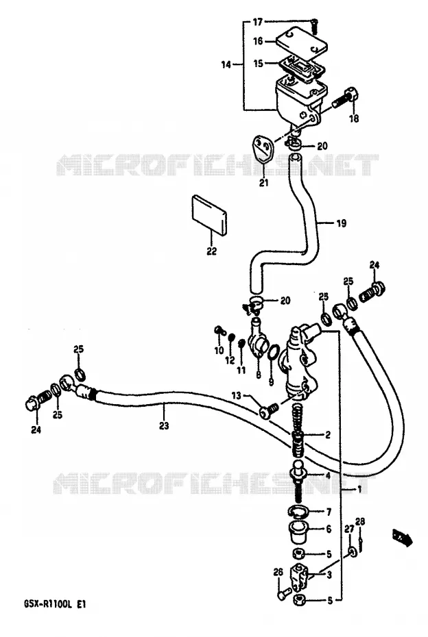 MAITRE CYLINDRE ARRIERE (MODELE K) Suzuki MOTO 1100 GSX-R 1990  GSX-R1100L(K/L)
