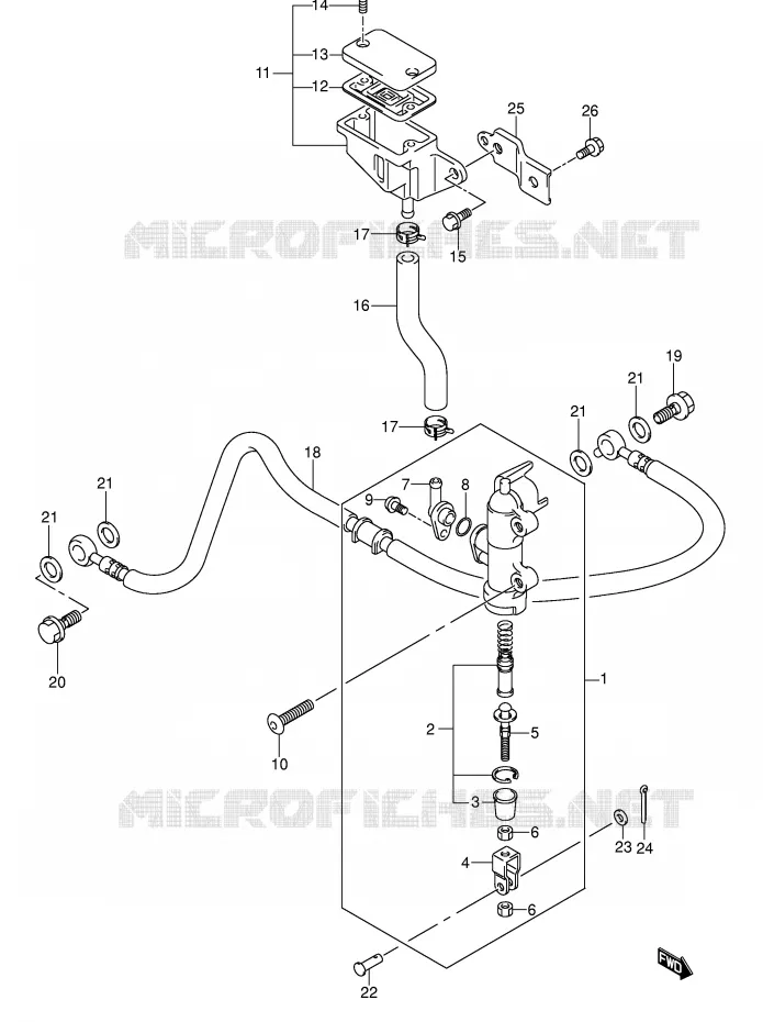 MAITRE CYLINDRE ARRIERE (MODELE K3) Suzuki MOTO 1300 HAYABUSA 2000  GSX1300RU2Y(E2)