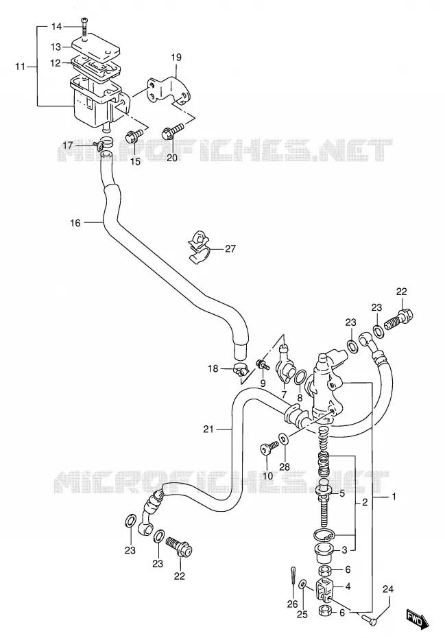 MAITRE CYLINDRE ARRIERE (MODELE P/R) Suzuki MOTO 1100 GSX-R 1994  GSX-R1100WR(E2)