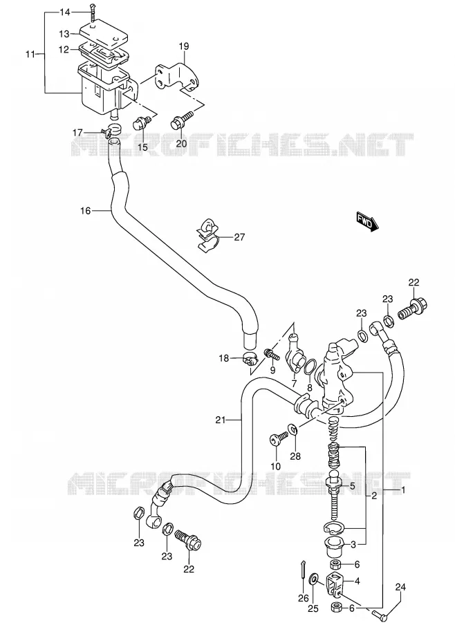 MAITRE CYLINDRE ARRIERE (MODELE P/R) Suzuki MOTO 1100 GSX-R 1996  GSX-R1100WT(E28)