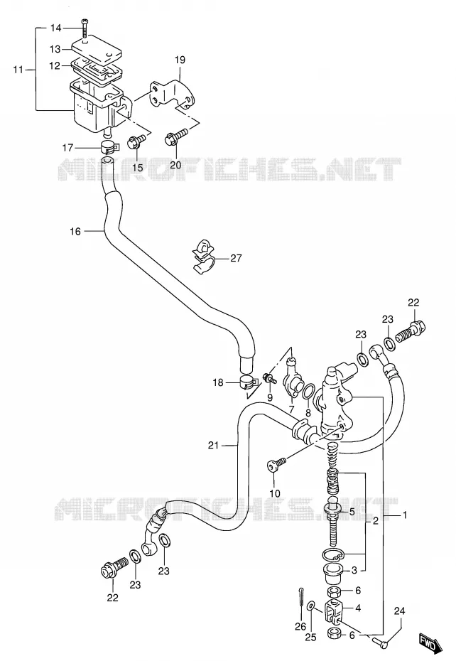MAITRE CYLINDRE ARRIERE (MODELE S/T/V/W) Suzuki MOTO 1100 GSX-R 1996  GSX-R1100WSKT(E2)