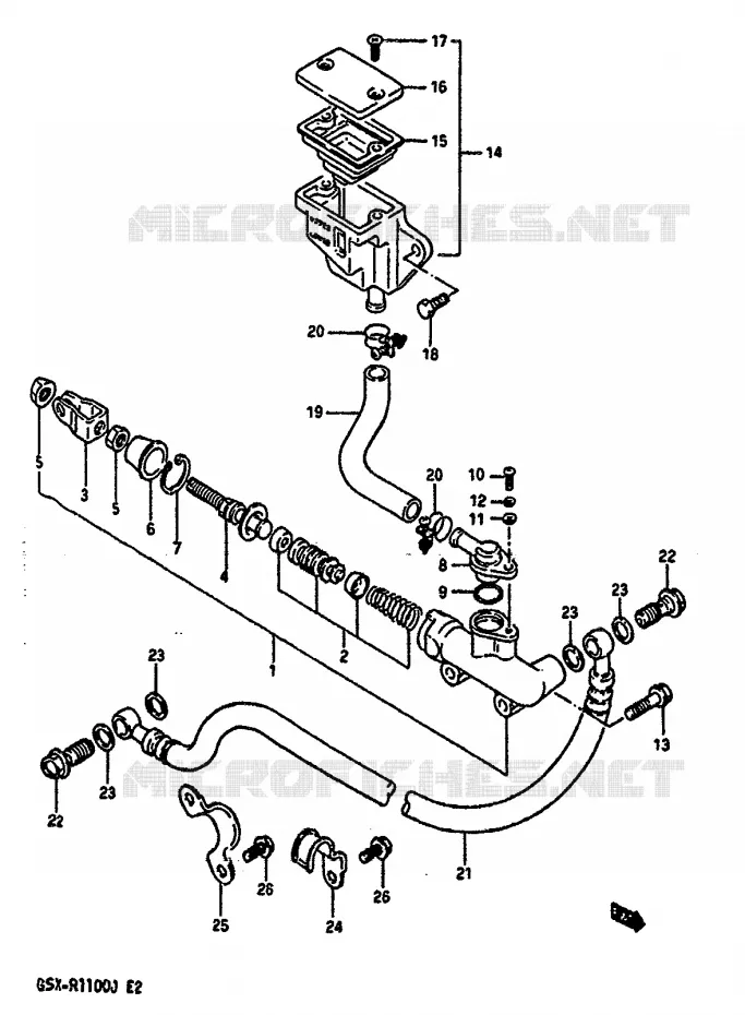 MAITRE CYLINDRE ARRIERE Suzuki MOTO 1100 GSX-R 1986  GSX-R1100G(G/H/J)