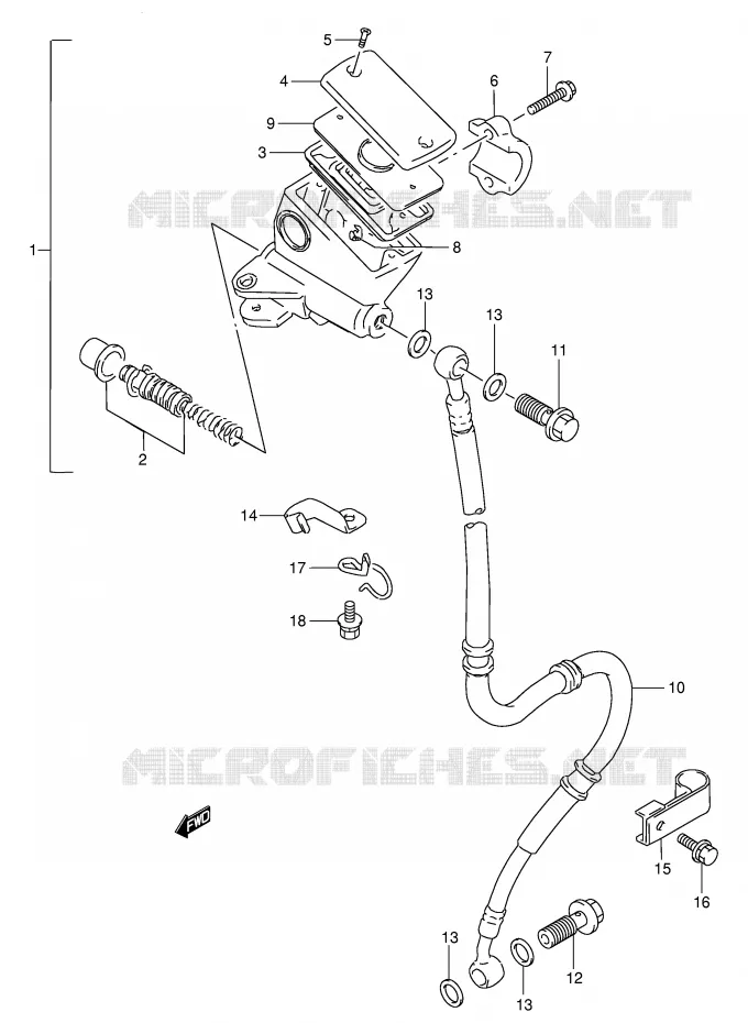 MAITRE CYLINDRE AVANT (MODELE N/P/R/T/V) Suzuki MOTO 250 GSX 1991  GSX250FM(E24)
