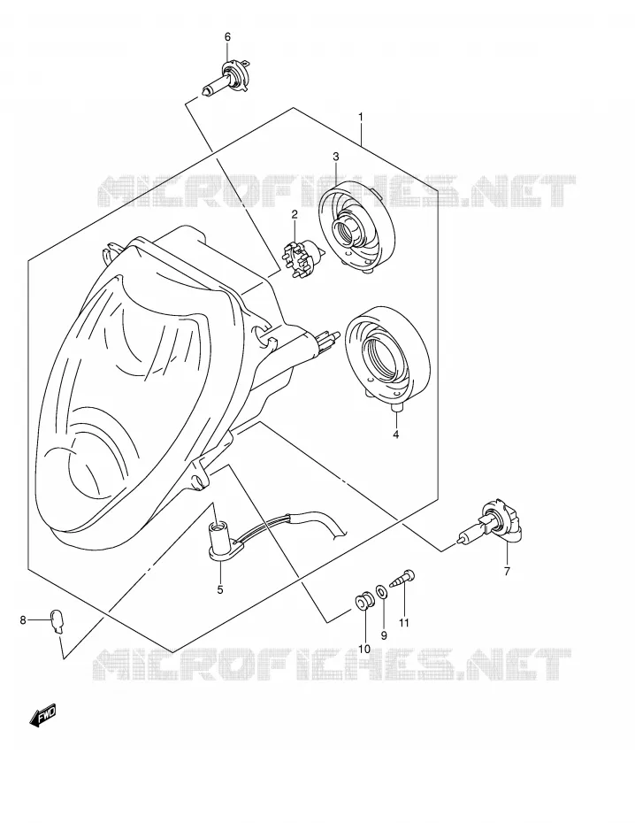 PHARE (E19,P37) Suzuki MOTO 1300 HAYABUSA 2005  GSX1300RU1K5(E2)