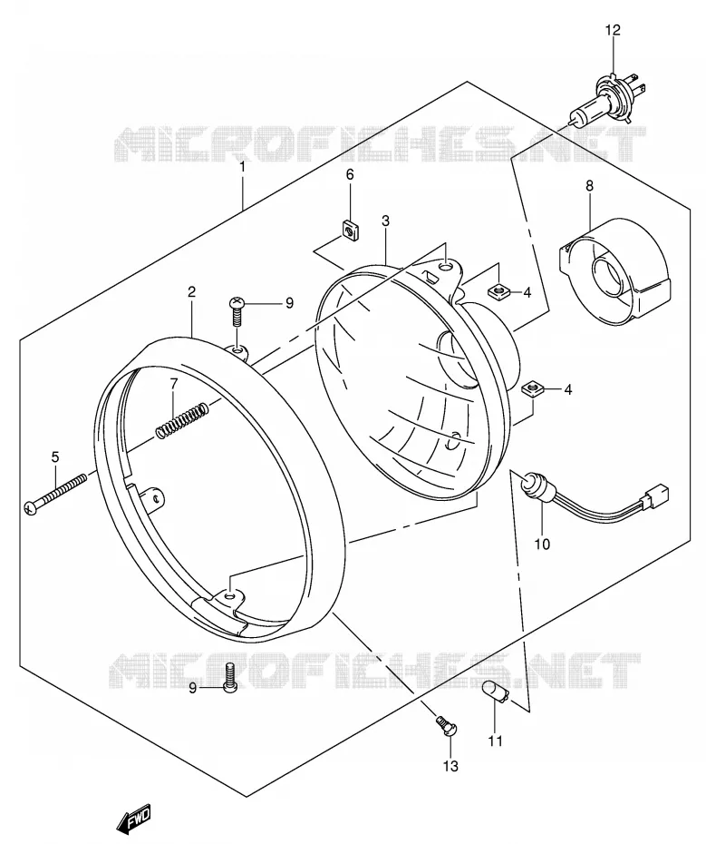 PHARE (GSF1200K1/K2/K3/K4/ZK4/K5/ZK5) Suzuki MOTO 1200 BANDIT 2001  GSF1200SK1(E2)