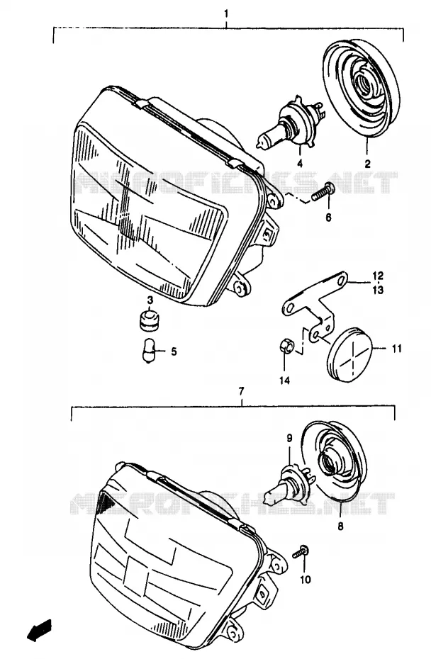 PHARE (GSF1200ST/SV/SW/SX/SY/SAV/SAW/SAX/SAY) Suzuki MOTO 1200 BANDIT 1998  GSF1200SAW(T/V/W/X/Y)
