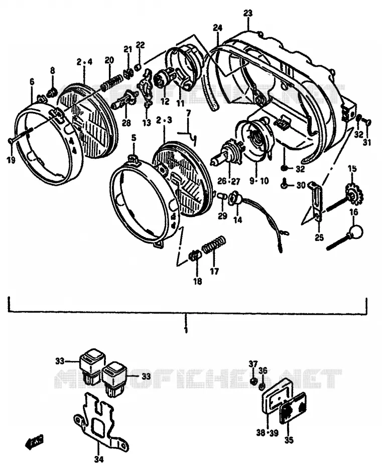 PHARE (MODEL G/H E1,2,4,6,15,16,17,21,22,24,25,39,53) Suzuki MOTO 750 GSX-R 1987  GSX-R750XH(F/G/H)