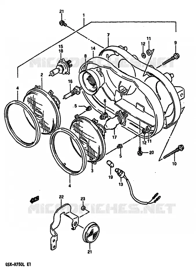 PHARE (MODELE L) Suzuki MOTO 750 GSX-R 1988  GSX-R750J(J/K/L)