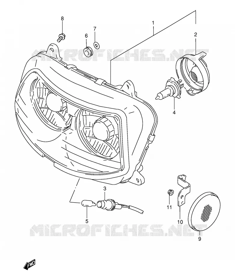 PHARE (MODELE T/V/W) Suzuki MOTO 1100 GSX-R 1993  GSX-R1100WP(E2)