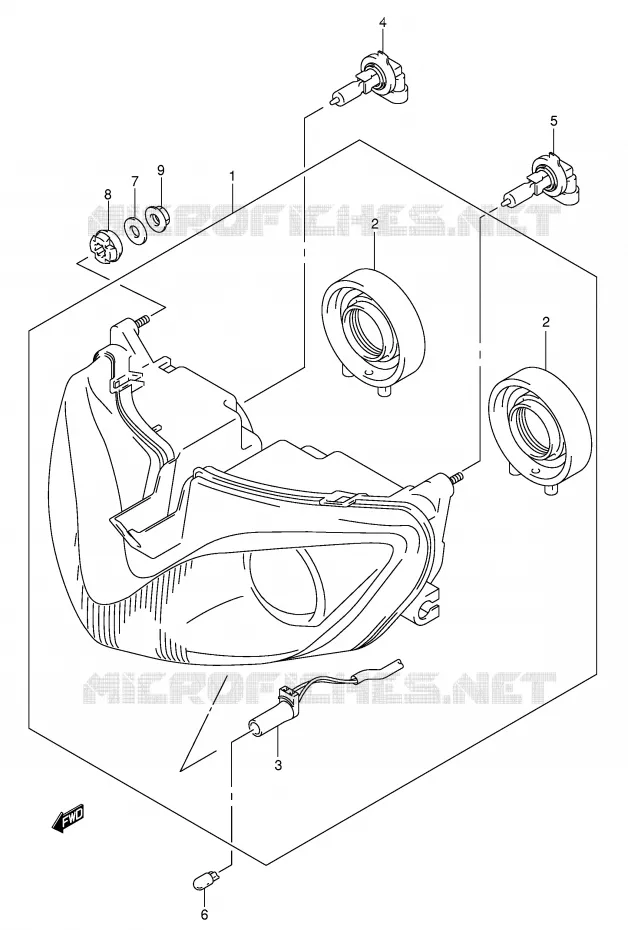 PHARE (NOTE) Suzuki MOTO 600 BANDIT 2003  GSF600K3(E2)