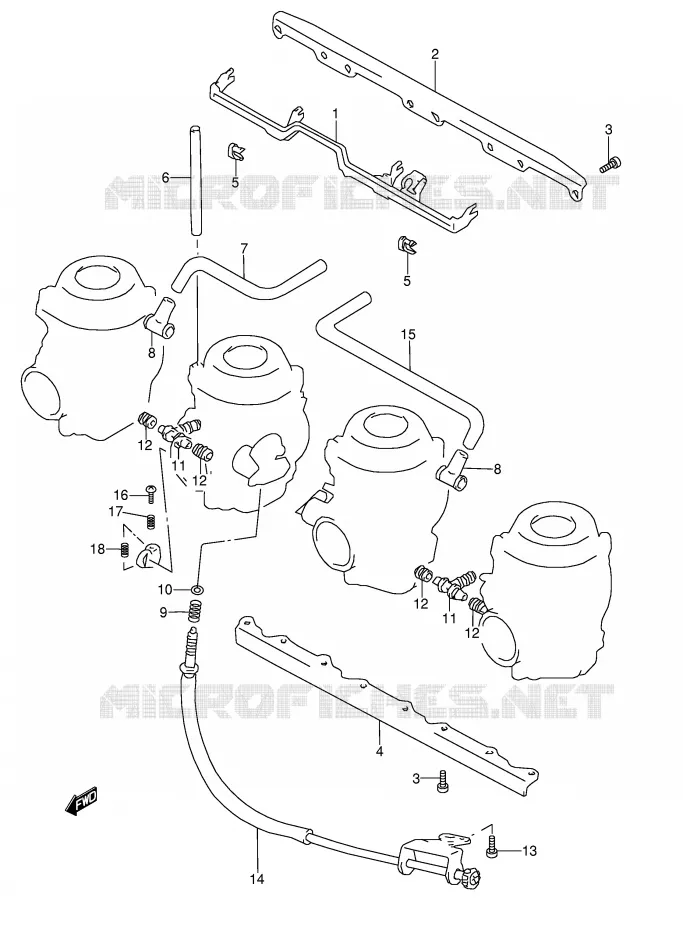 PIECES EXTERNES CARBURATEUR (MODELE V/W) Suzuki MOTO 1100 GSX-R 1994  GSX-R1100WR(E28)