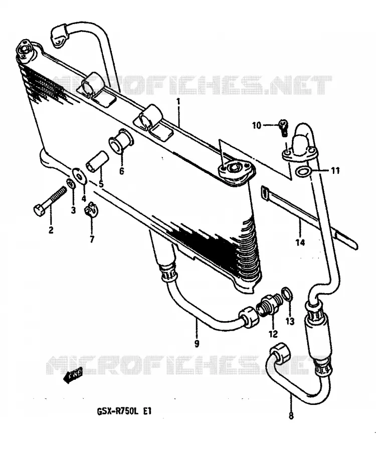 RADIATEUR D'HUILE (MODELE J/K) Suzuki MOTO 750 GSX-R 1988  GSX-R750J(J/K/L)