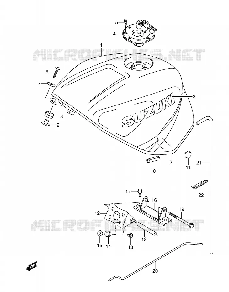 RESERVOIR D'ESSENCE (GSX-R600K3) Suzuki MOTO 600 GSX-R 2001  GSX-R600K1(E2)