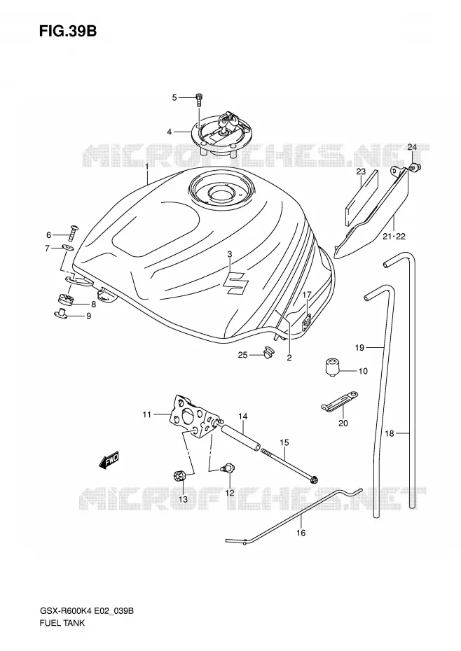 RESERVOIR D'ESSENCE (GSX-R600XK5) Suzuki MOTO 600 GSX-R 2005  GSX-R600U3XK5(E2)