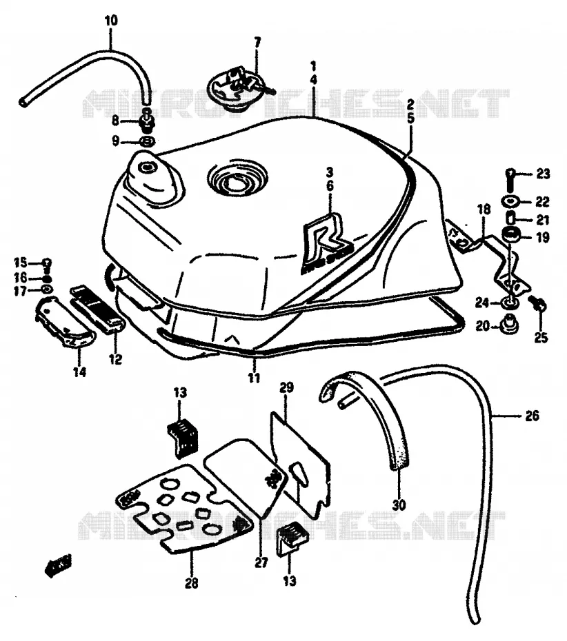 RESERVOIR D'ESSENCE (MODELE F/G) Suzuki MOTO 750 GSX-R 1986  GSX-R750XG(F/G/H)