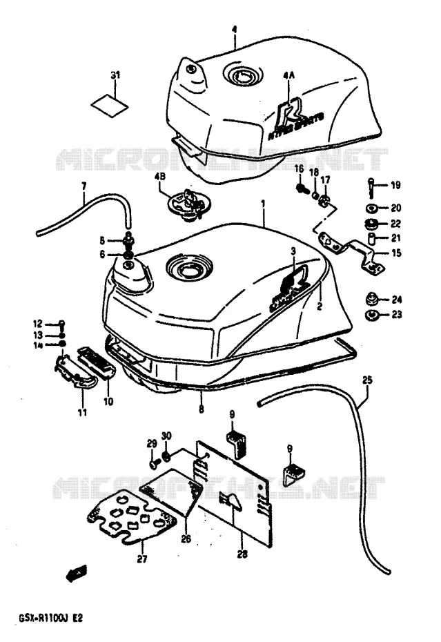 RESERVOIR D'ESSENCE (MODELE J) Suzuki MOTO 1100 GSX-R 1988  GSX-R1100J(G/H/J)