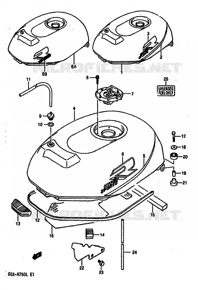 RESERVOIR D'ESSENCE (MODELE J) Suzuki MOTO 750 GSX-R 1988  GSX-R750J(J/K/L)