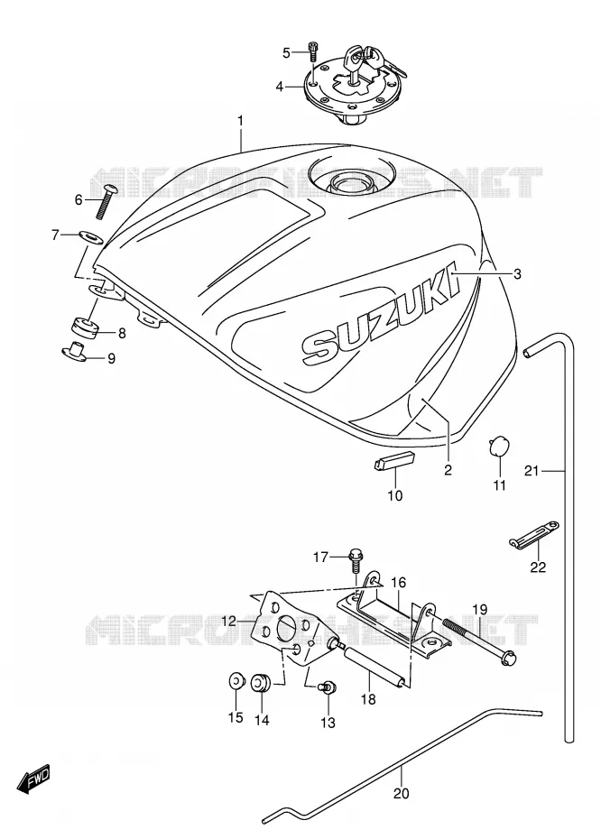 RESERVOIR D'ESSENCE (MODELE K2) Suzuki MOTO 600 GSX-R 2003  GSX-R600UZK3(E2)