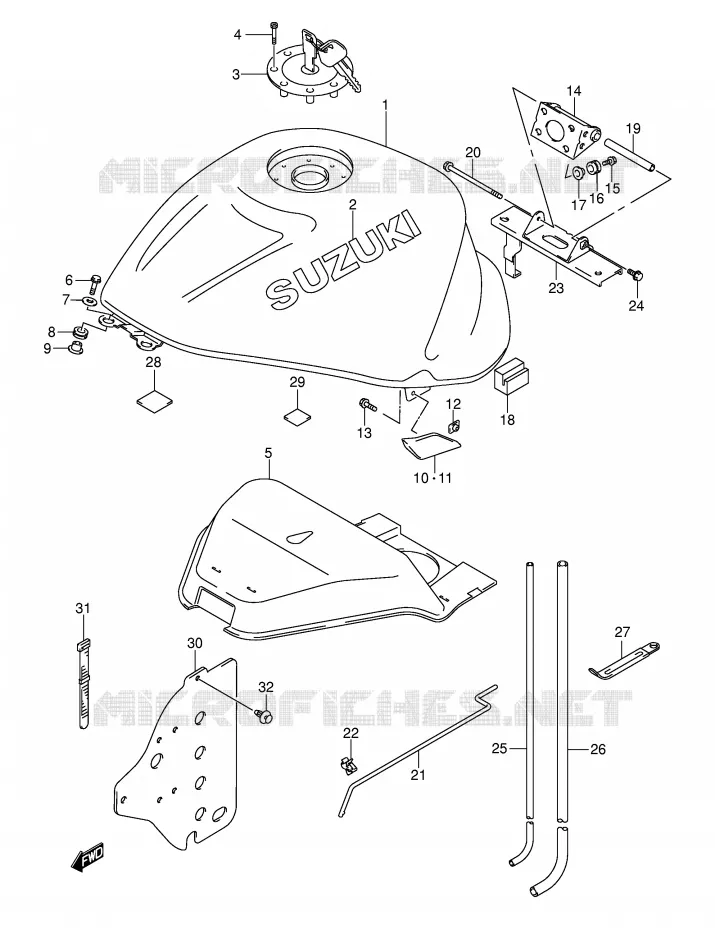 RESERVOIR D'ESSENCE (MODELE K3) Suzuki MOTO 1300 HAYABUSA 2003  GSX1300RK3(E2)