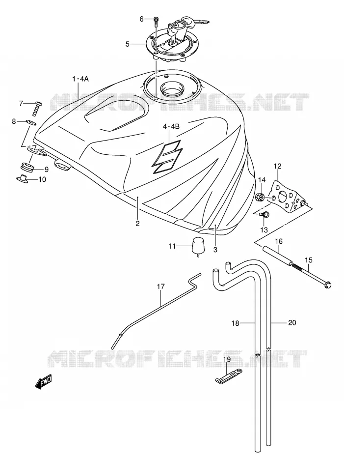 RESERVOIR D'ESSENCE (MODELE K4) Suzuki MOTO 1000 GSX-R 2004  GSX-R1000K4(E2)