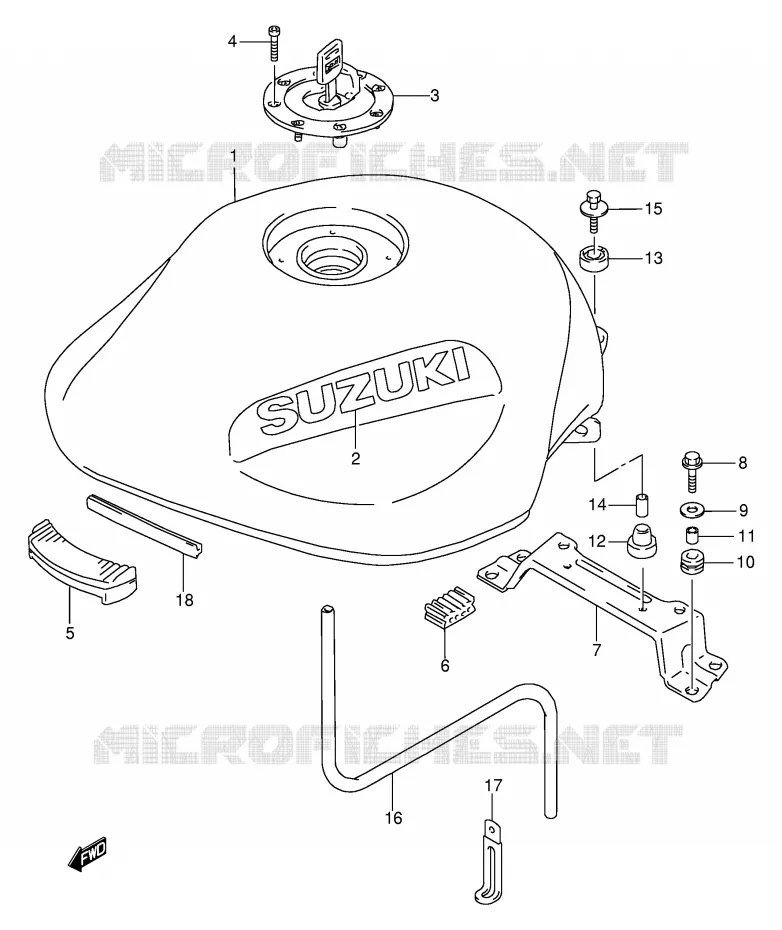 RESERVOIR D'ESSENCE (MODELE S/T) Suzuki MOTO 600 BANDIT 1999  GSF600X/GSF600SX/GSF600UX/GSF600SUX