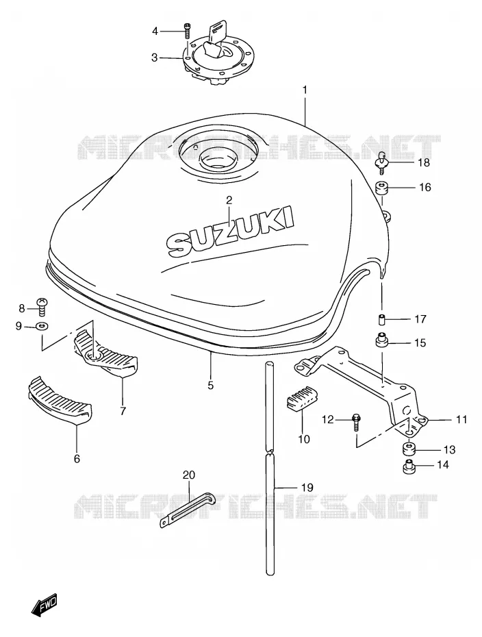 RESERVOIR D'ESSENCE (MODELE T/V) Suzuki MOTO 1200 BANDIT 2000  GSF1200Y(E2)