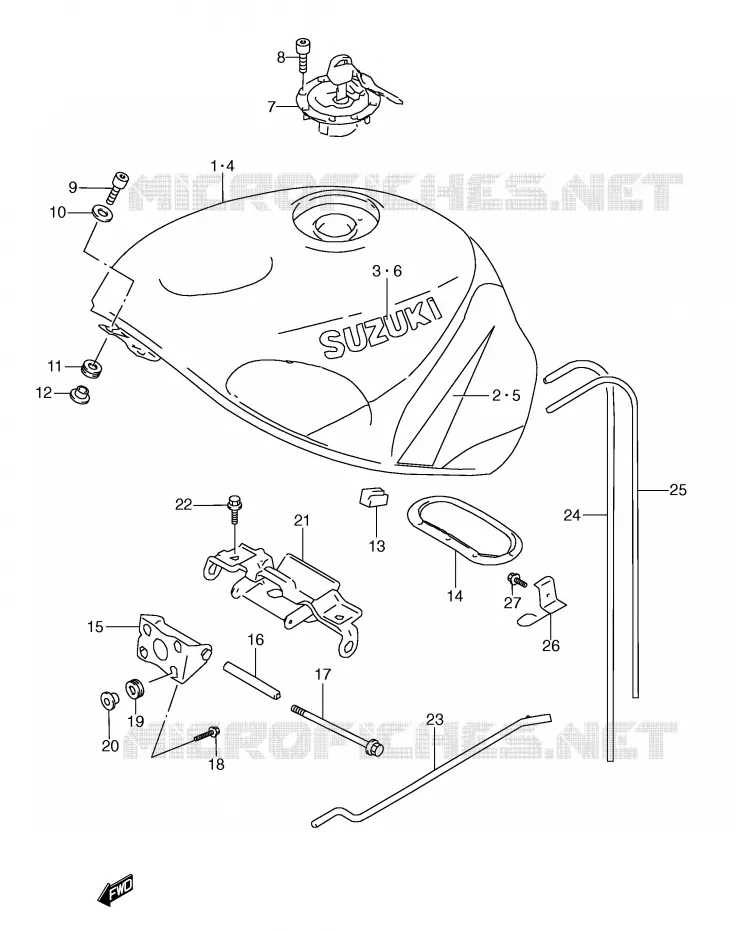 RESERVOIR D'ESSENCE (MODELE W) Suzuki MOTO 600 GSX-R 1998  GSX-R600W(E2)