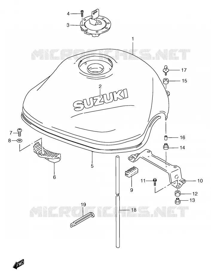 RESERVOIR D'ESSENCE (MODELE W/X) Suzuki MOTO 1200 BANDIT 1997  GSF1200SV(E2)