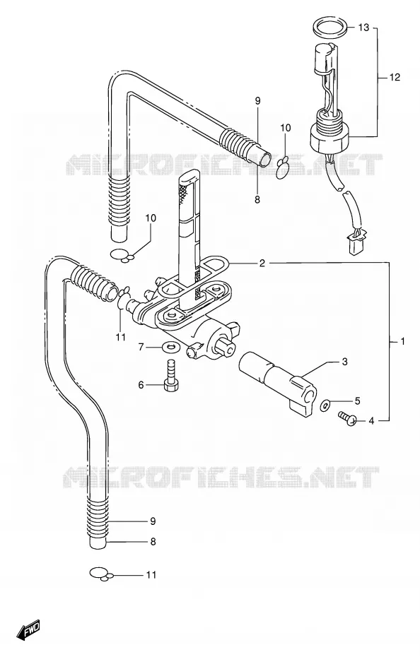 ROBINET D'ESSENCE (MODELE P/R) Suzuki MOTO 1100 GSX-R 1997  GSX-R1100WV(E2)