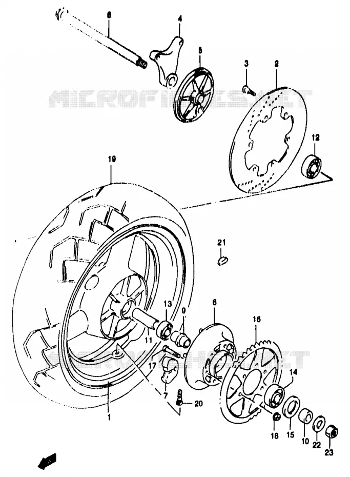 ROUE ARRIERE (GSF1200SAV/SAW/SAX/SAY) Suzuki MOTO 1200 BANDIT 1998  GSF1200SAW(T/V/W/X/Y)