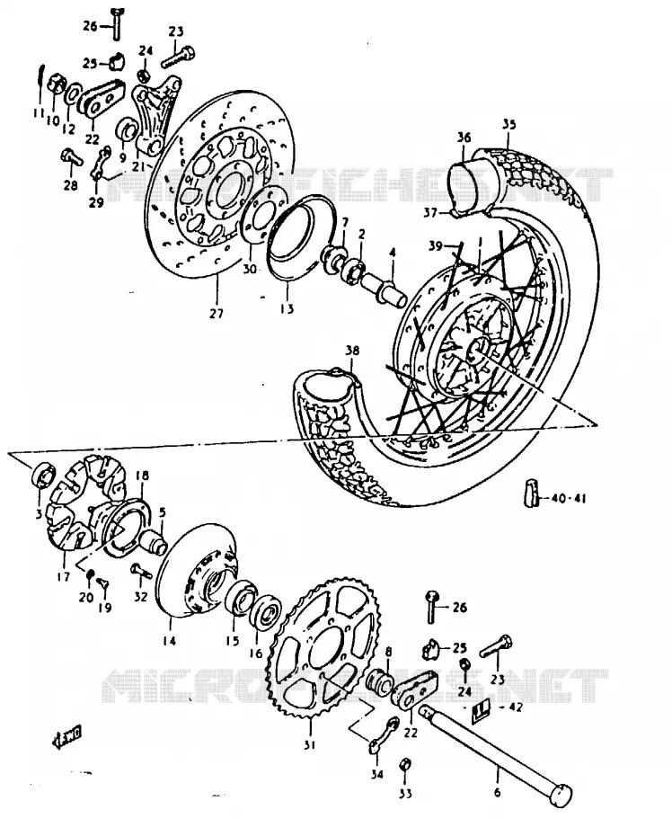 ROUE ARRIERE (GSX1100T, GSX1100X) Suzuki MOTO 1100 GSX 1981  GSX1100X(T/X)