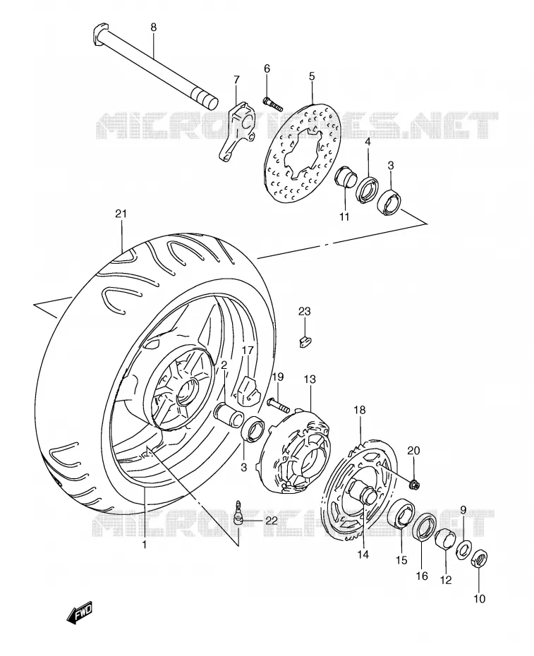 ROUE ARRIERE (MODELE V/W/X) Suzuki MOTO 600 GSX-R 2000  GSX-R600Y(E2)