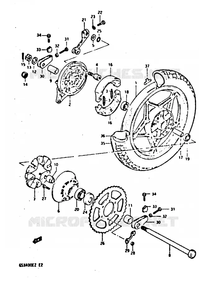 ROUE ARRIERE Suzuki MOTO 400 GSX 1982  GSX400SZ