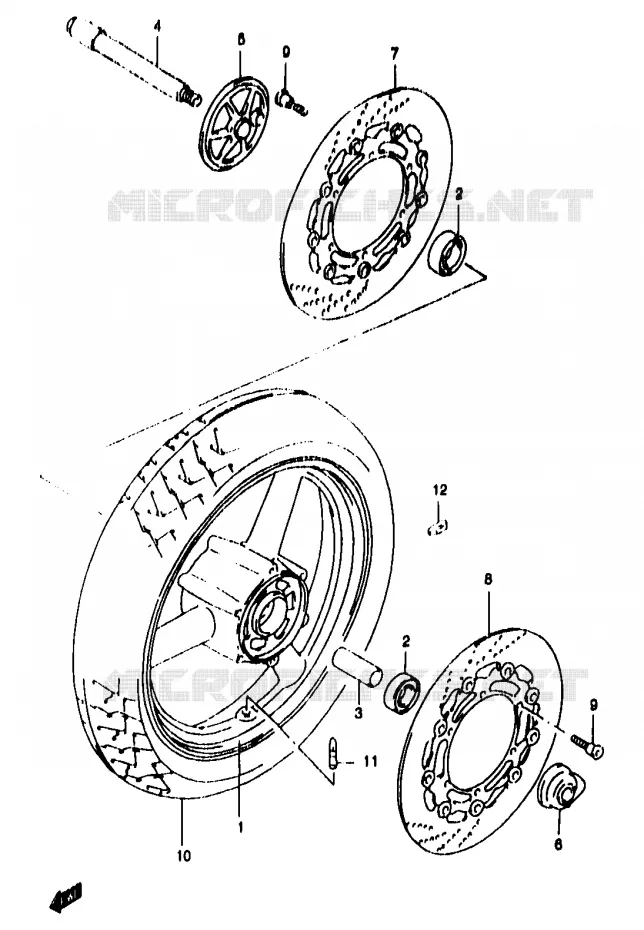 ROUE AVANT (GSF1200SAV/SAW/SAX/SAY) Suzuki MOTO 1200 BANDIT 1999  GSF1200SAX(T/V/W/X/Y)