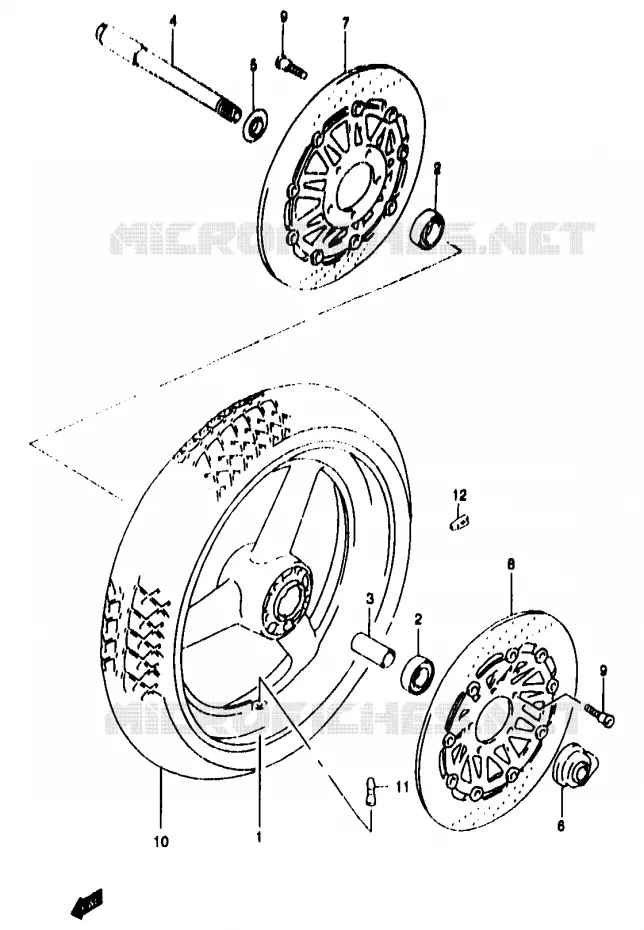 ROUE AVANT (GSF1200T/V/W/X/Y/ST/SV/SW/SX/SY) Suzuki MOTO 1200 BANDIT 1996  GSF1200T/GSF1200ST